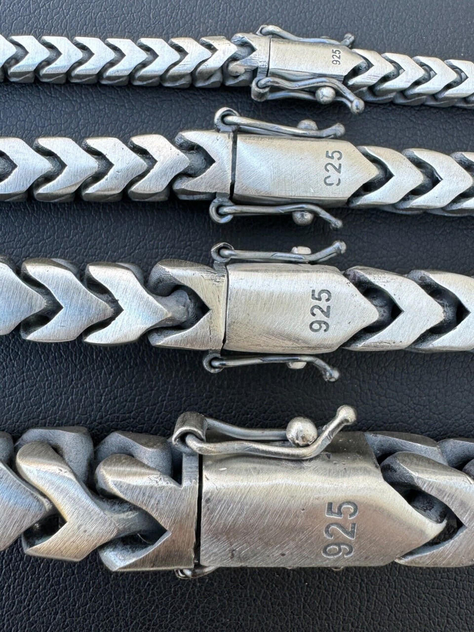 Modern Franco Link Bracelet W. Box Lock | 925 Sterling Silver Oxidized Gunmetal