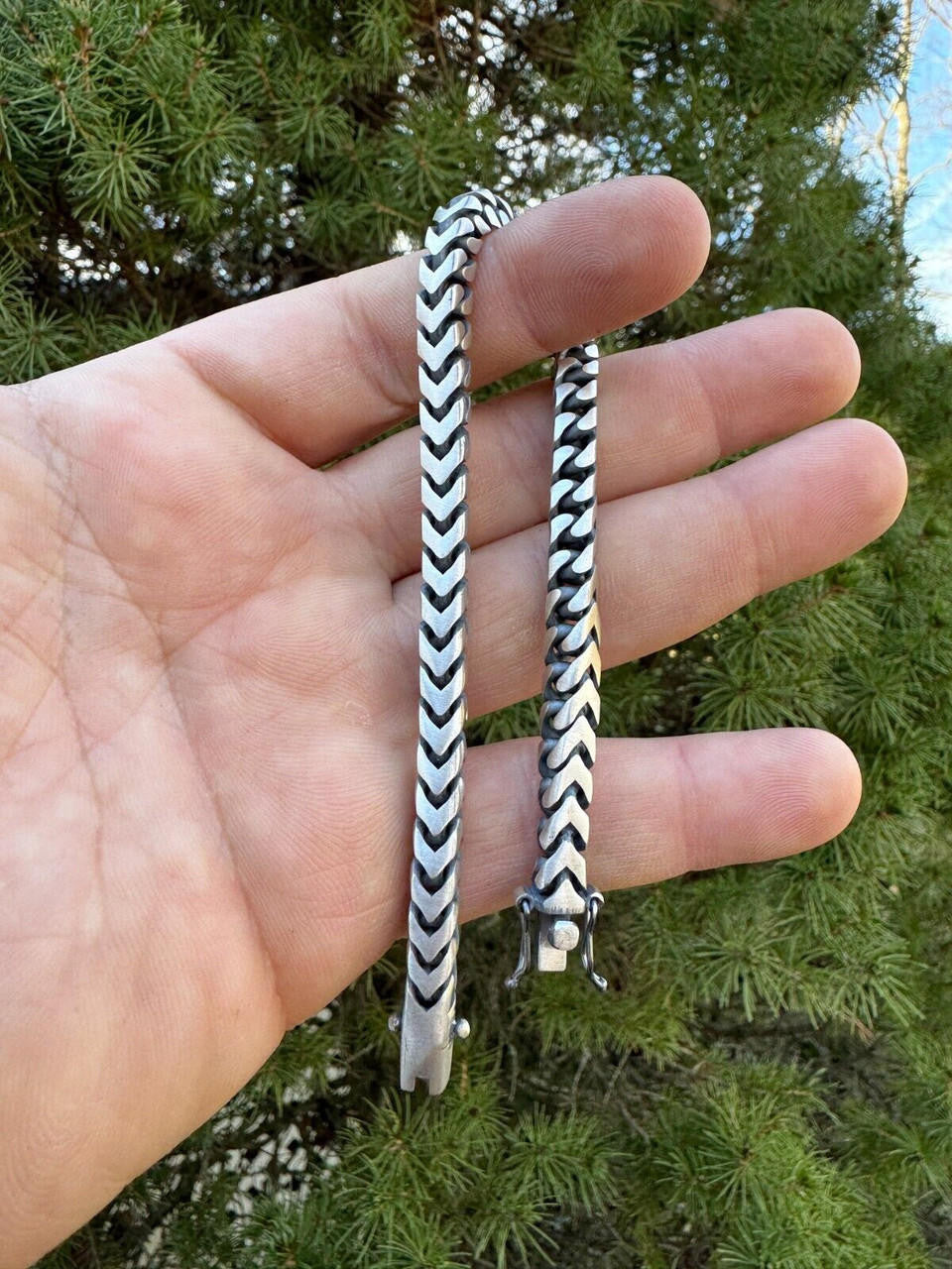 Modern Franco Link Bracelet W. Box Lock | 925 Sterling Silver Oxidized Gunmetal