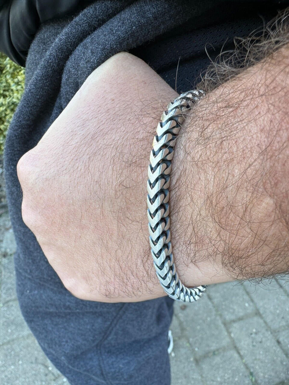 Modern Franco Link Bracelet W. Box Lock | 925 Sterling Silver Oxidized Gunmetal