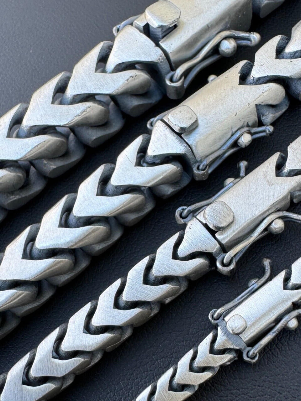 Modern Franco Link Bracelet W. Box Lock | 925 Sterling Silver Oxidized Gunmetal