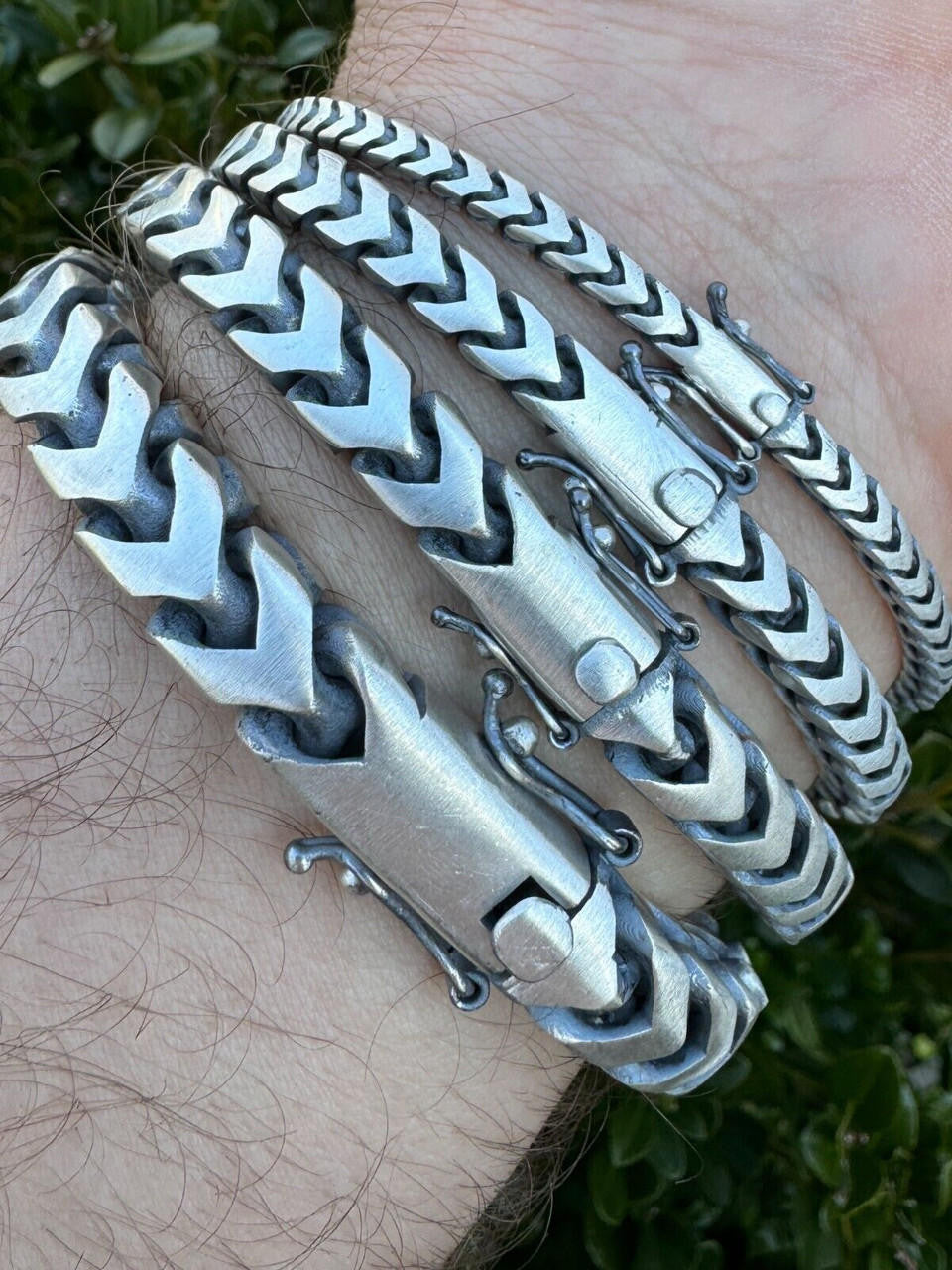 Modern Franco Link Bracelet W. Box Lock | 925 Sterling Silver Oxidized Gunmetal