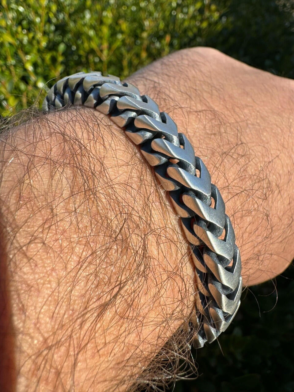 Modern Franco Link Bracelet W. Box Lock | 925 Sterling Silver Oxidized Gunmetal