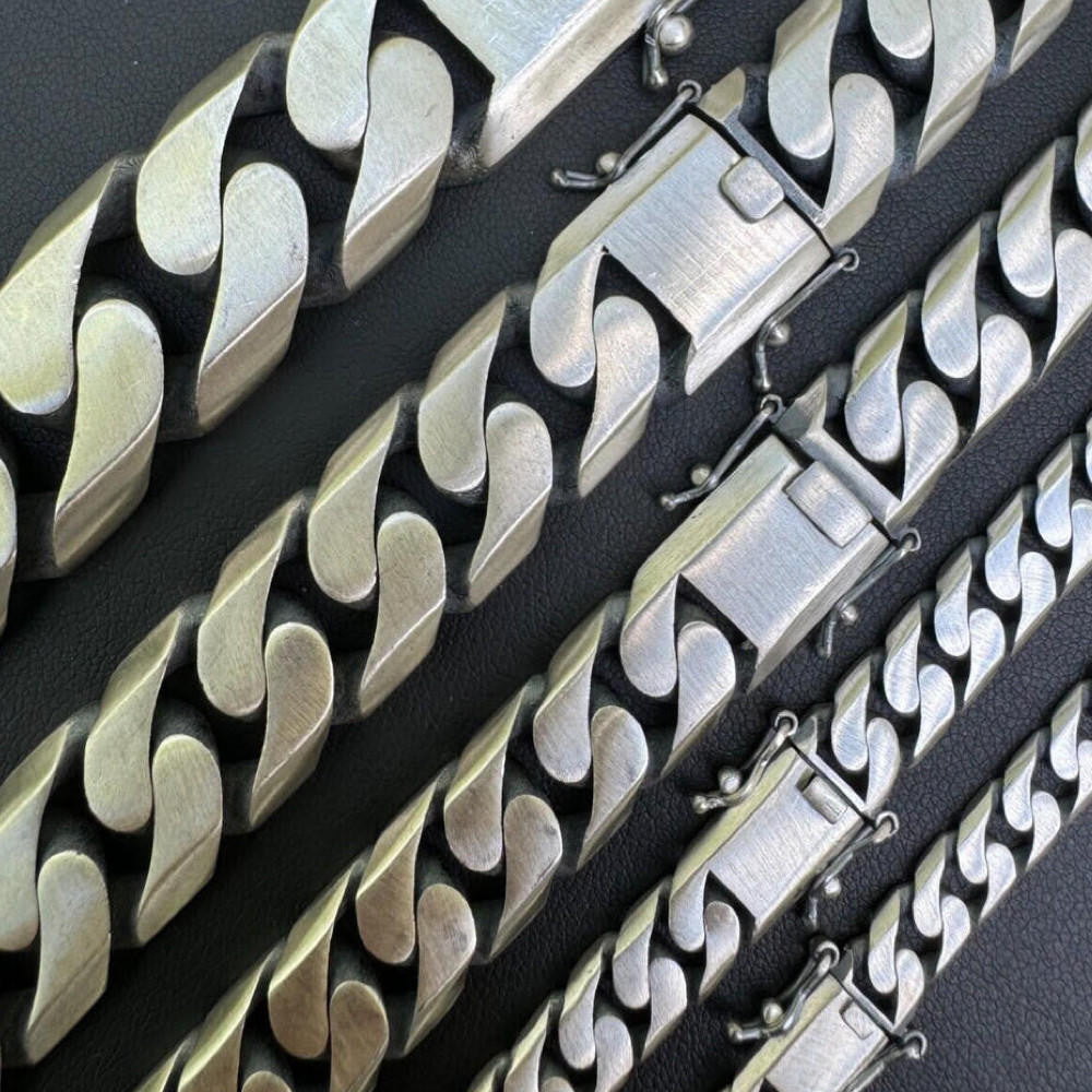 Modern Miami Cuban Link Chain Necklace Or Bracelet | 925 Sterling Silver Oxidized Gunmetal Finish