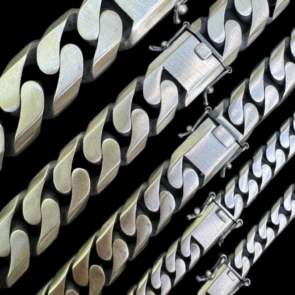 Modern Miami Cuban Link Chain Necklace Or Bracelet | 925 Sterling Silver Oxidized Gunmetal Finish