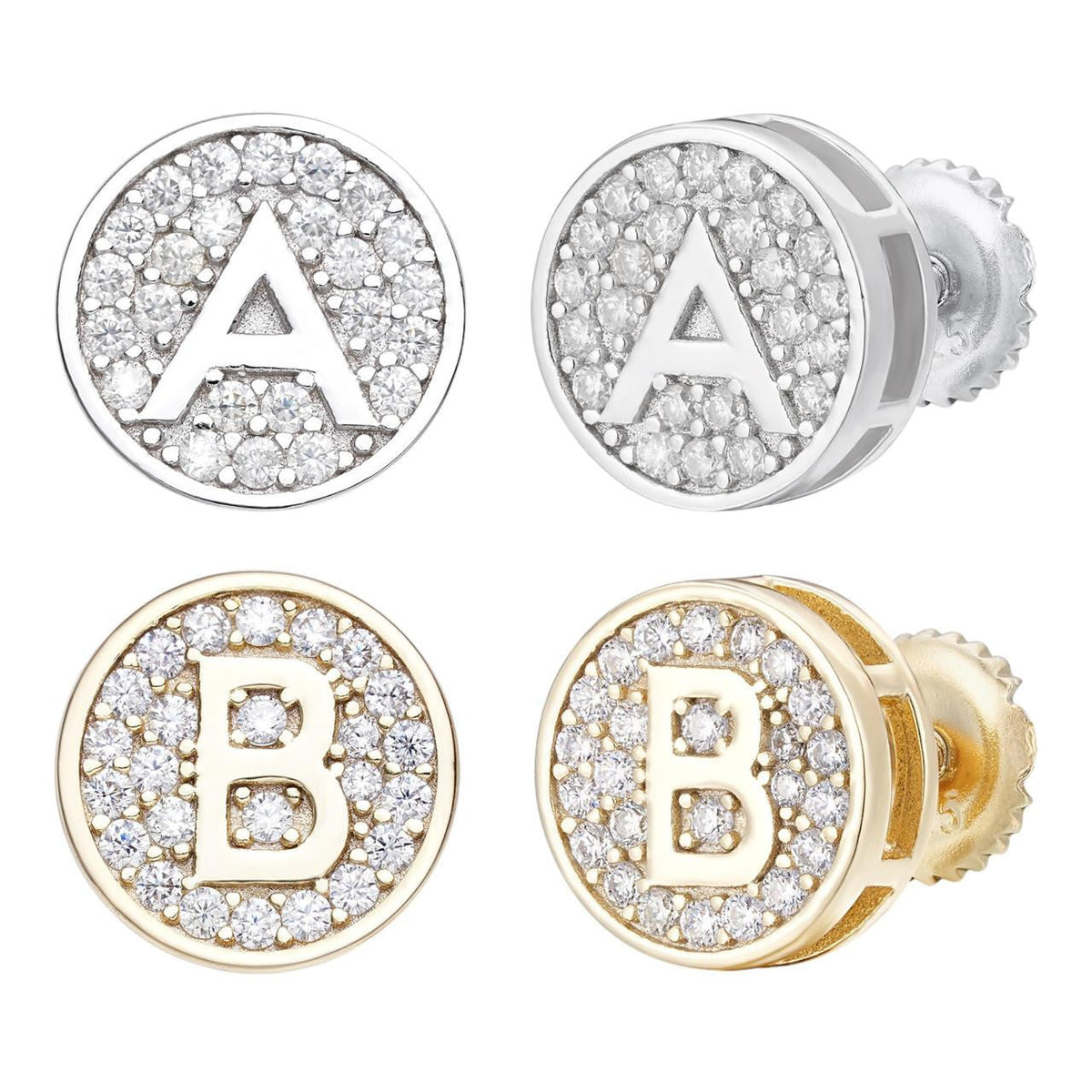 Moissanite A-Z Initial Letter Earrings | 14k Gold Vermeil Or 925 Silver