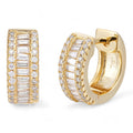 Moissanite Baguette Small Huggie Hoops | 14k Gold Vermeil 925 Silver