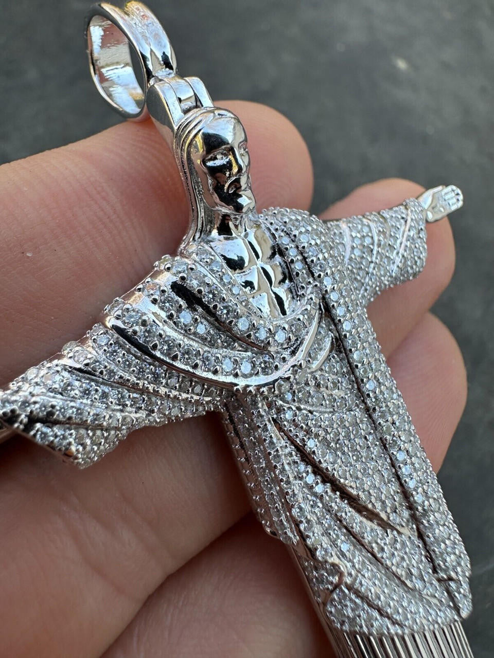 Moissanite Christ The Redeemer Pendant | 925 Silver