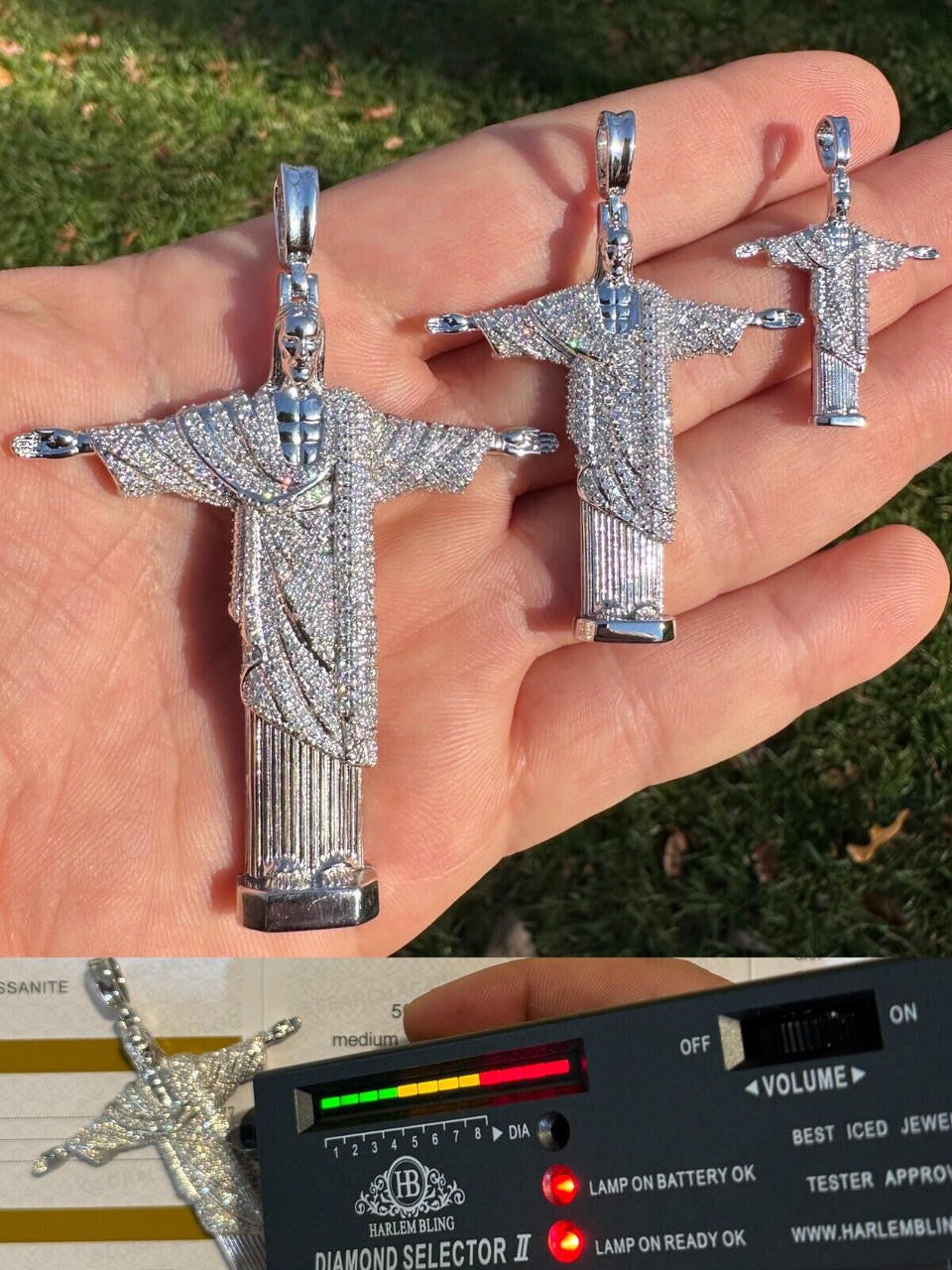 Moissanite Christ The Redeemer Pendant | 925 Silver
