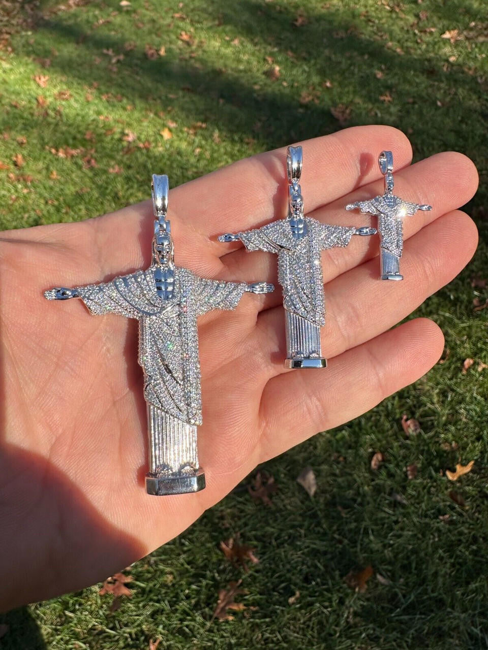 Moissanite Christ The Redeemer Pendant | 925 Silver
