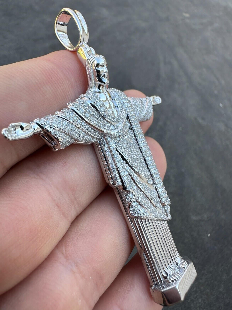 Moissanite Christ The Redeemer Pendant | 925 Silver