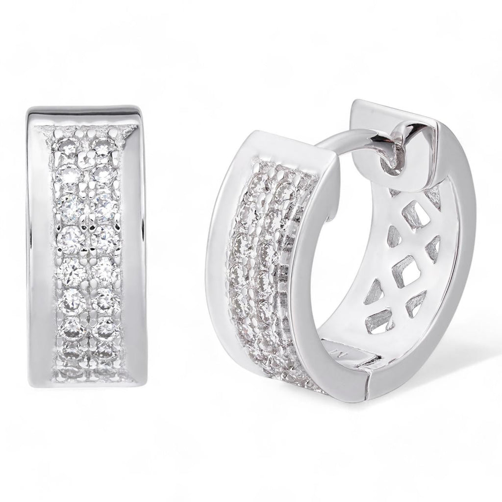 Moissanite Classic Small Huggie Iced Out Hoops | 925 Silver
