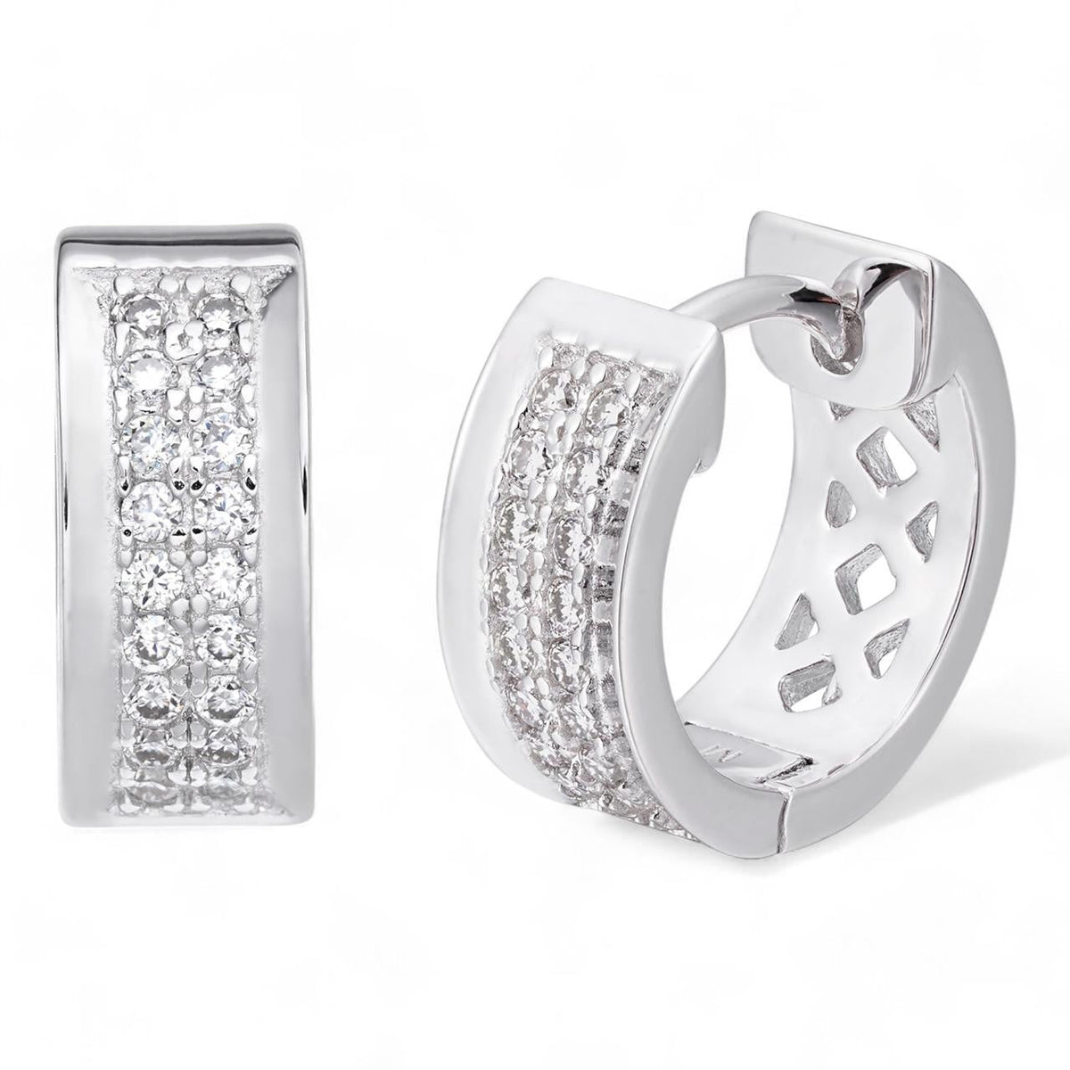 Moissanite Classic Small Huggie Iced Out Hoops | 925 Silver