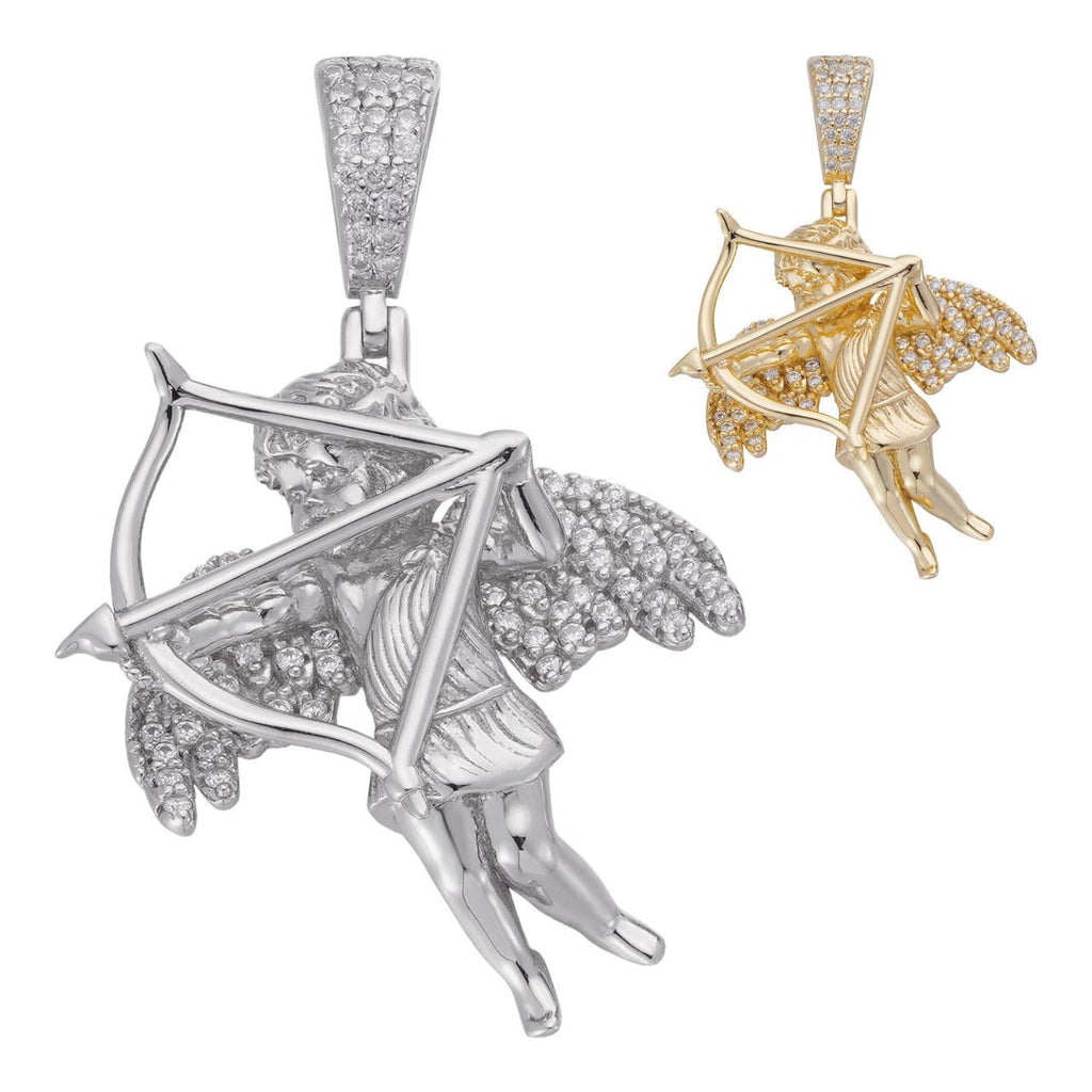 Moissanite Cupid Love Angel Pendant | 14k Gold Vermeil or 925 Silver