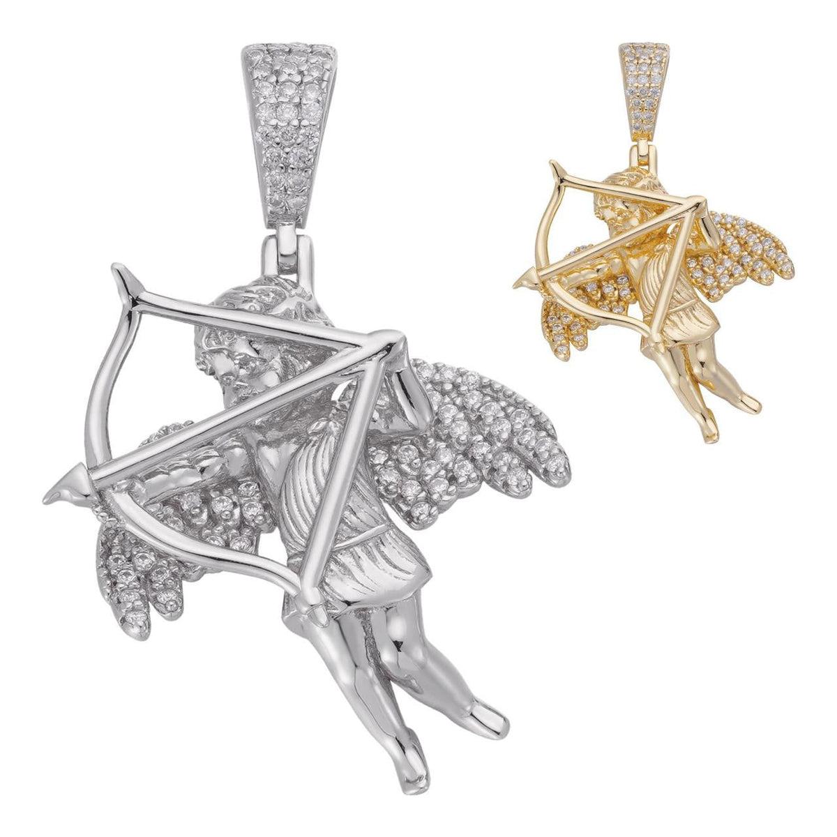 Moissanite Cupid Love Angel Pendant | 14k Gold Vermeil or 925 Silver