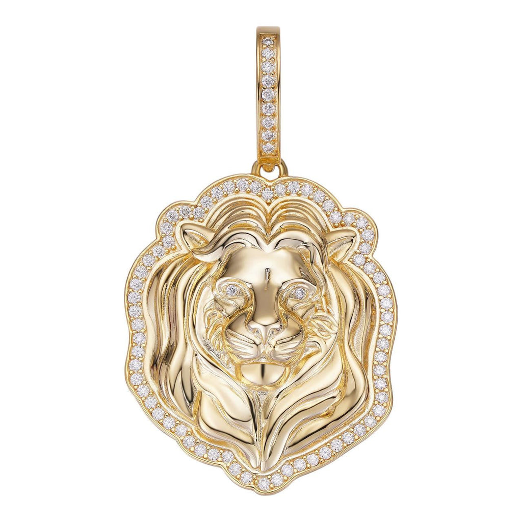 Moissanite Custom Lion Pendant | 14k Gold Vermeil 925 Silver