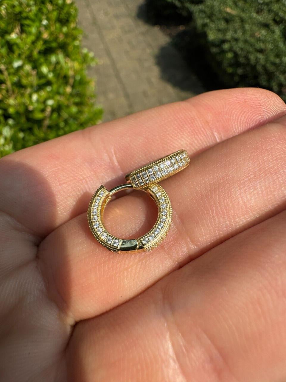 Moissanite Everyday Wear Small Huggie Iced Out Hoops | 14k Gold Vermeil 925 Silver