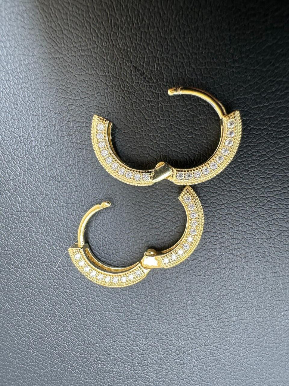Moissanite Everyday Wear Small Huggie Iced Out Hoops | 14k Gold Vermeil 925 Silver