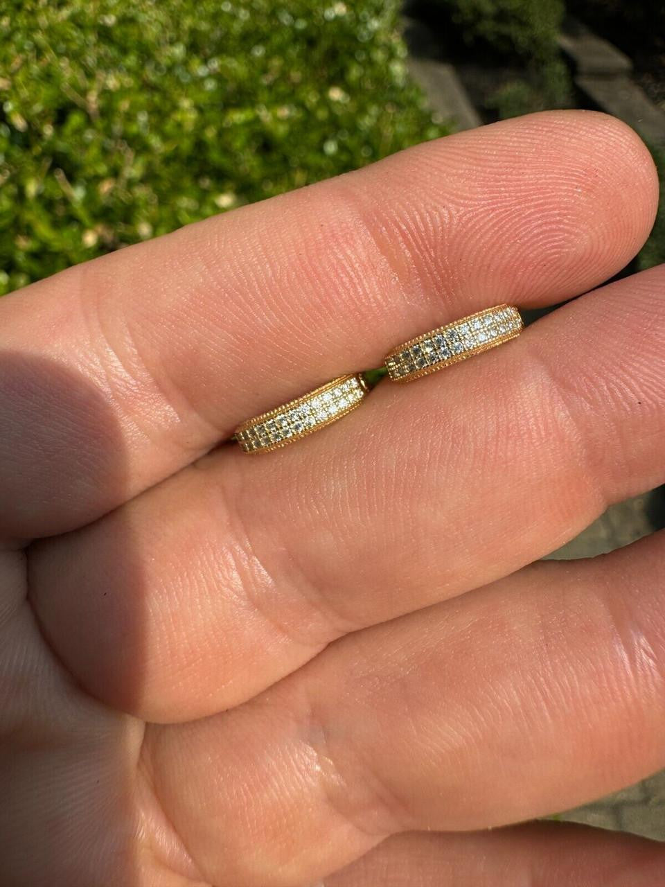 Moissanite Everyday Wear Small Huggie Iced Out Hoops | 14k Gold Vermeil 925 Silver