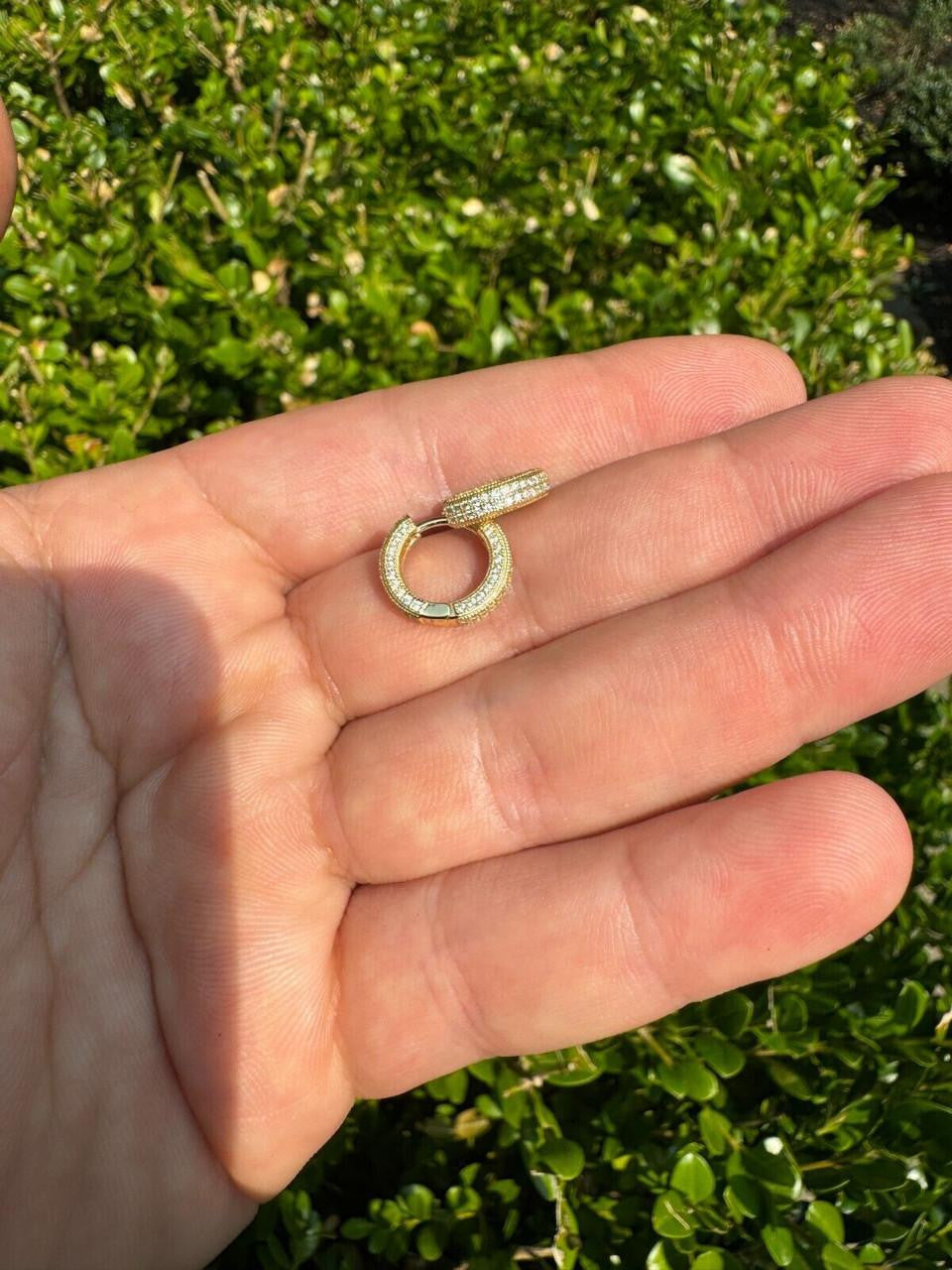 Moissanite Everyday Wear Small Huggie Iced Out Hoops | 14k Gold Vermeil 925 Silver