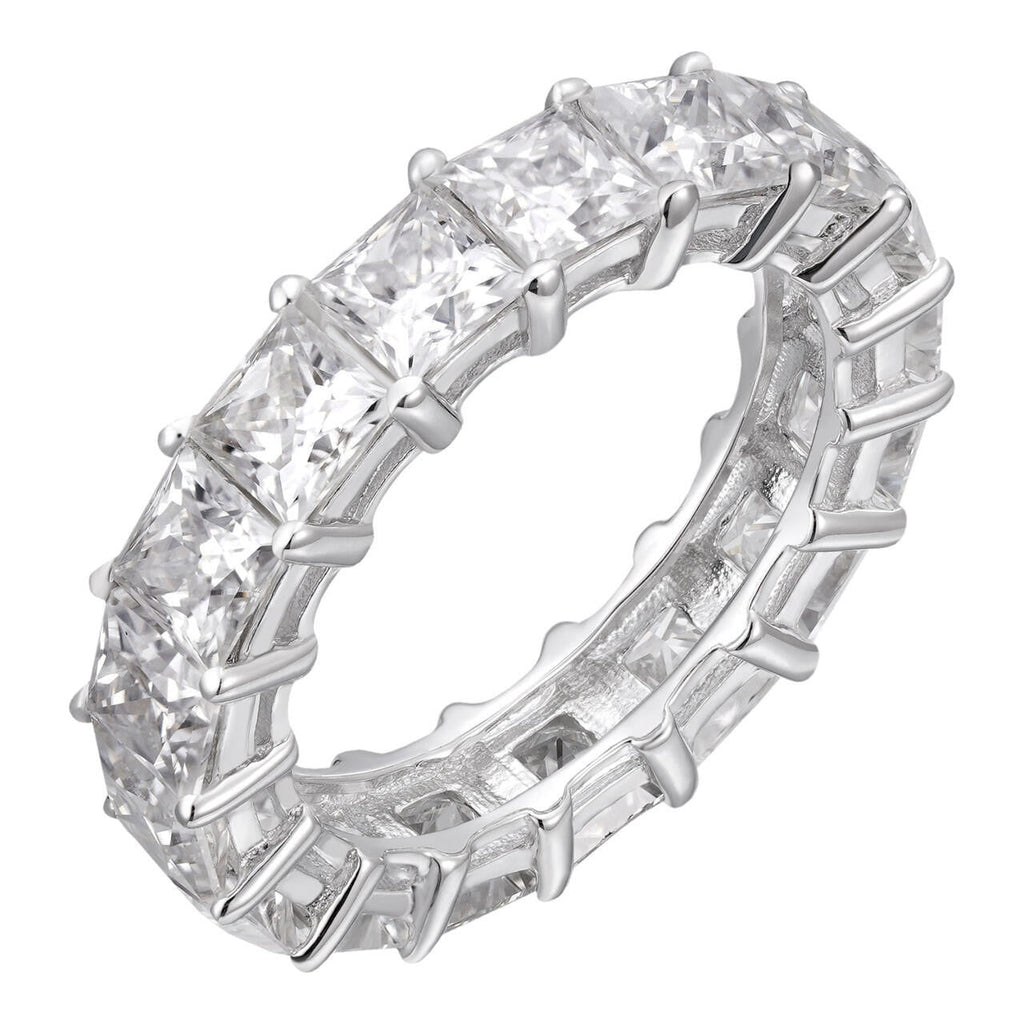 Moissanite Full Eternity Princess Cut (Square) Band Wedding Ring | 925 Silver
