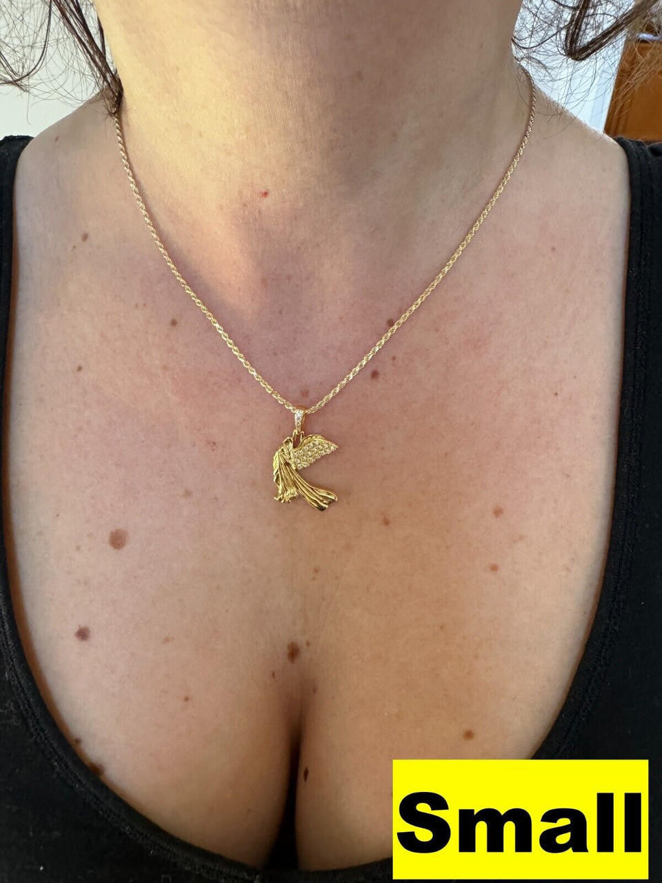 Moissanite Guardian Angel Wing Pendant | 14k Gold Vermeil 925 Silver