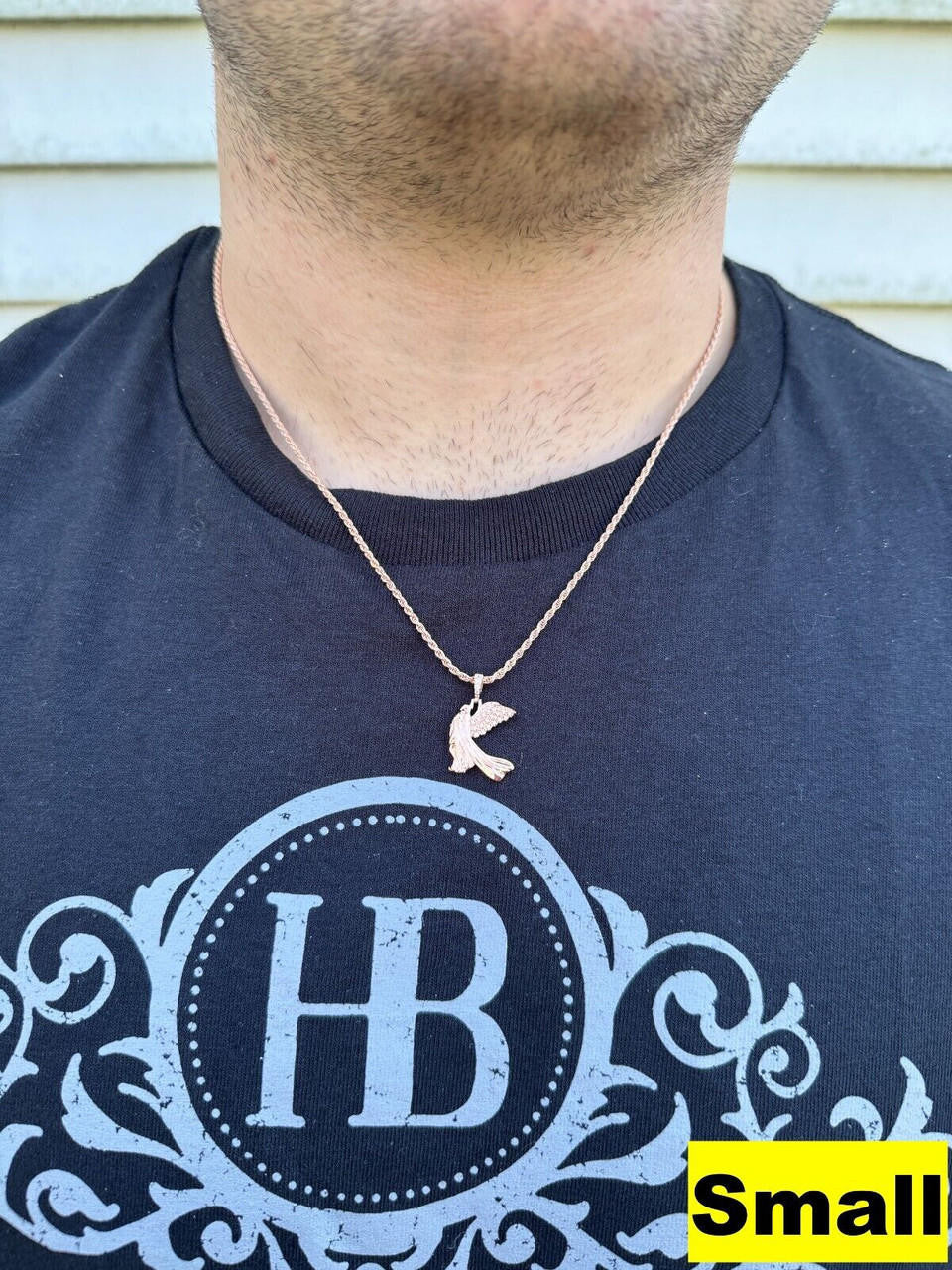 Moissanite Guardian Angel Wing Pendant | 14k Rose Vermeil 925 Silver