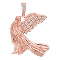 Moissanite Guardian Angel Wing Pendant | 14k Rose Vermeil 925 Silver