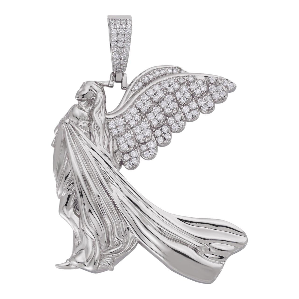 Moissanite Guardian Angel Wing Pendant | 925 Silver