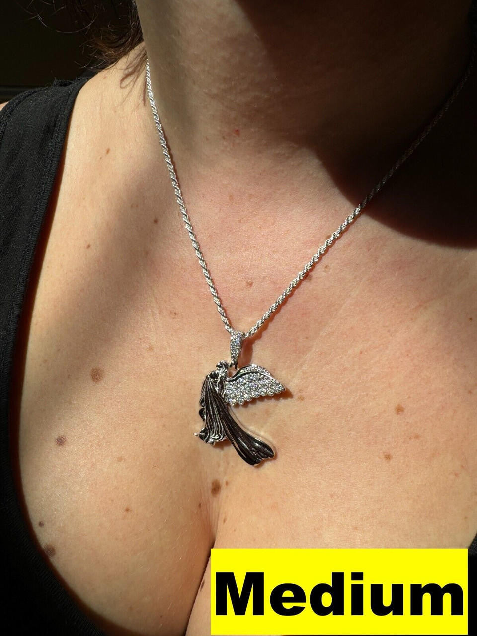 Moissanite Guardian Angel Wing Pendant | 925 Silver