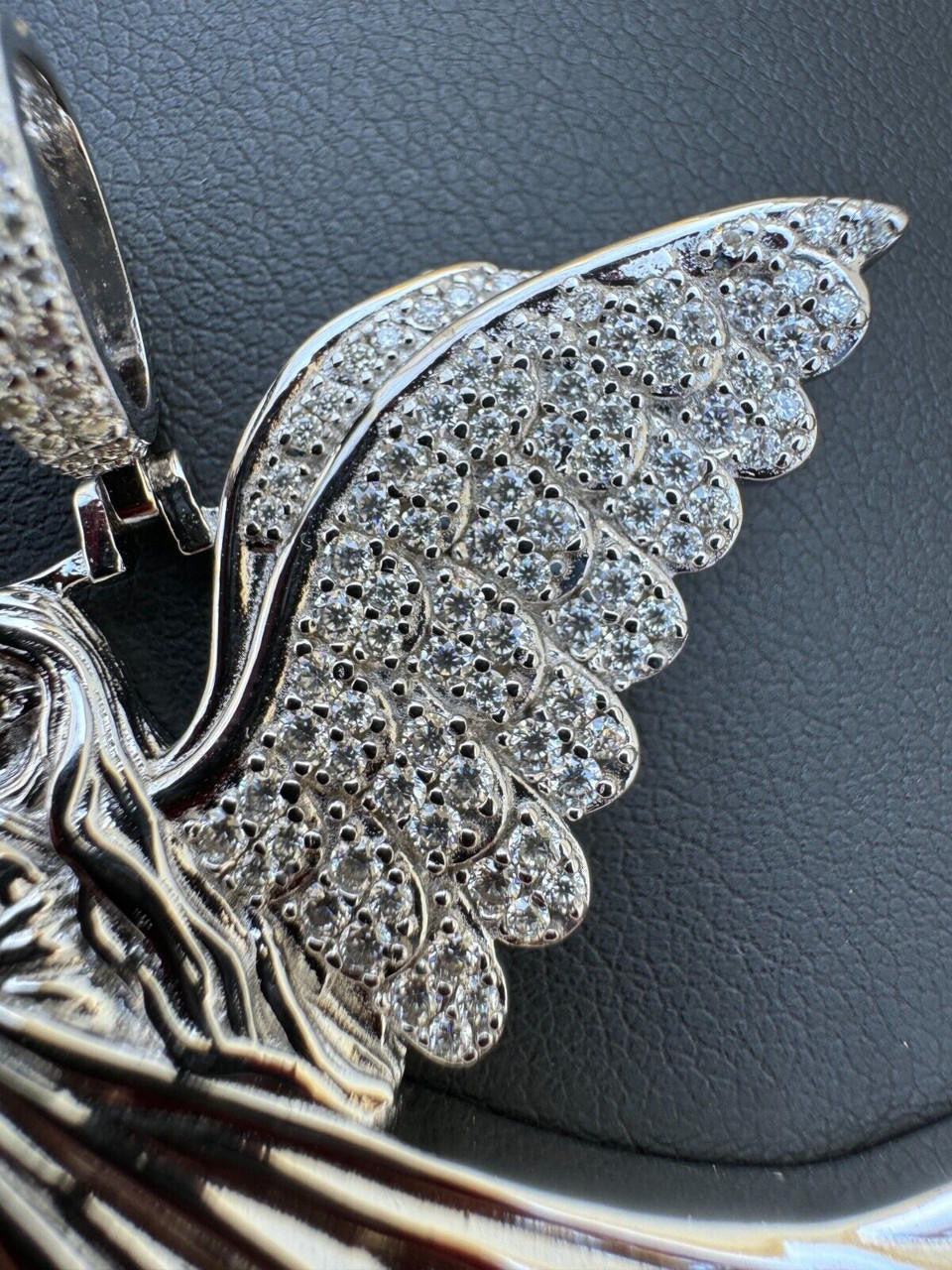 Moissanite Guardian Angel Wing Pendant | 925 Silver
