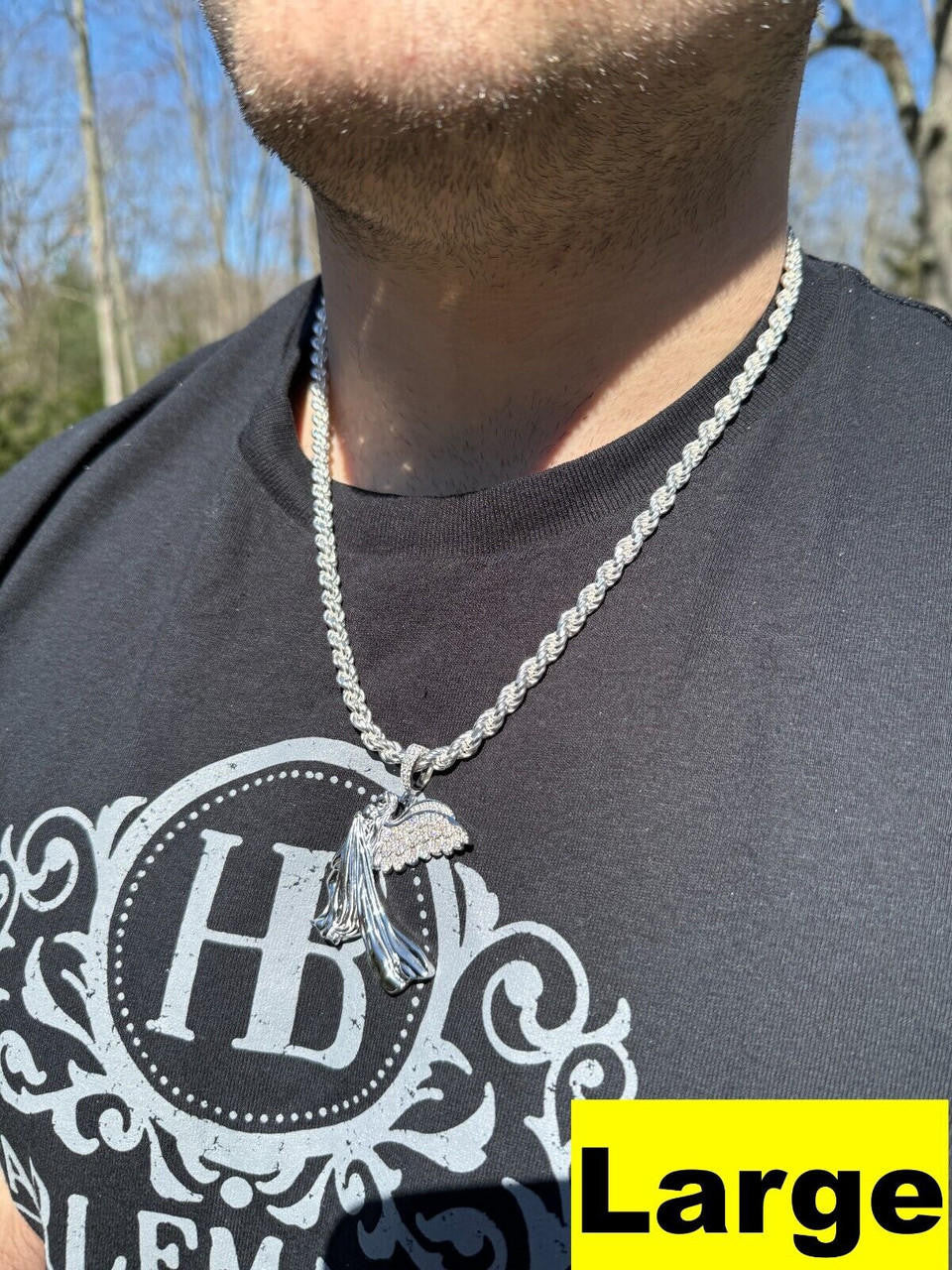 Moissanite Guardian Angel Wing Pendant | 925 Silver