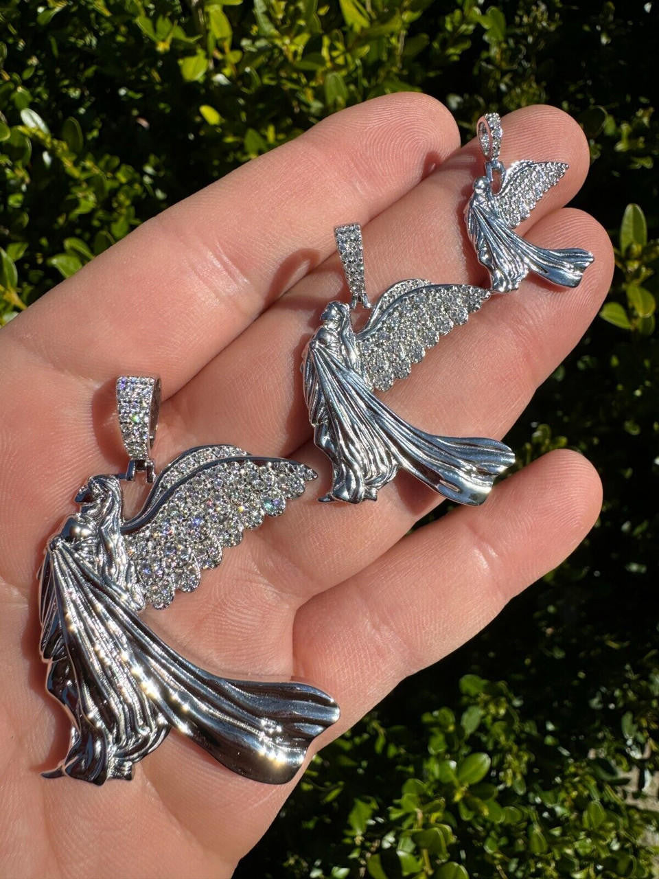 Moissanite Guardian Angel Wing Pendant | 925 Silver