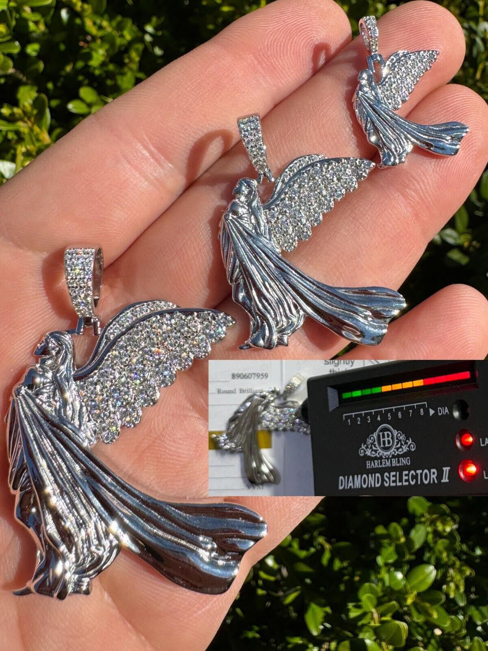 Moissanite Guardian Angel Wing Pendant | 925 Silver