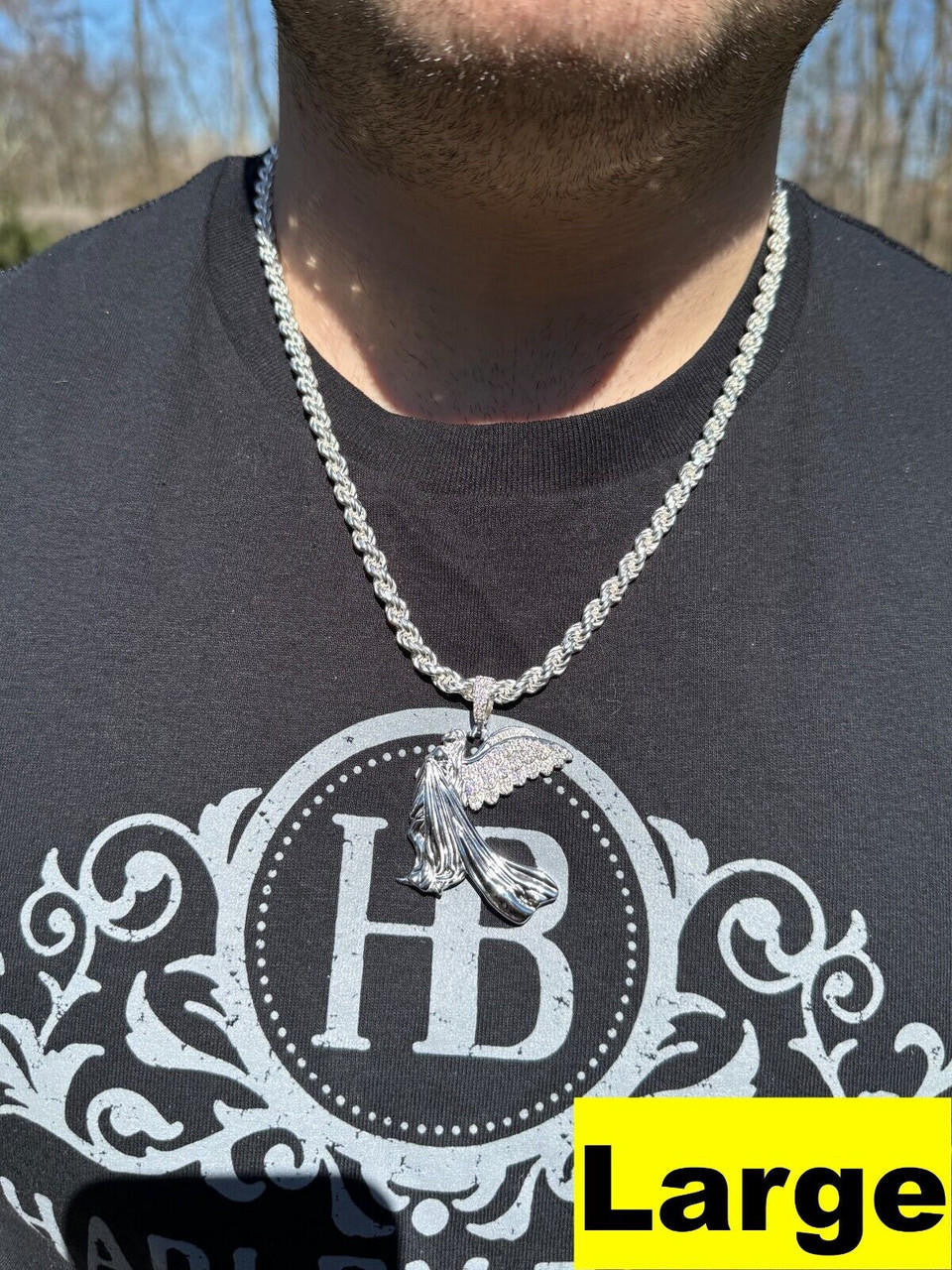 Moissanite Guardian Angel Wing Pendant | 925 Silver