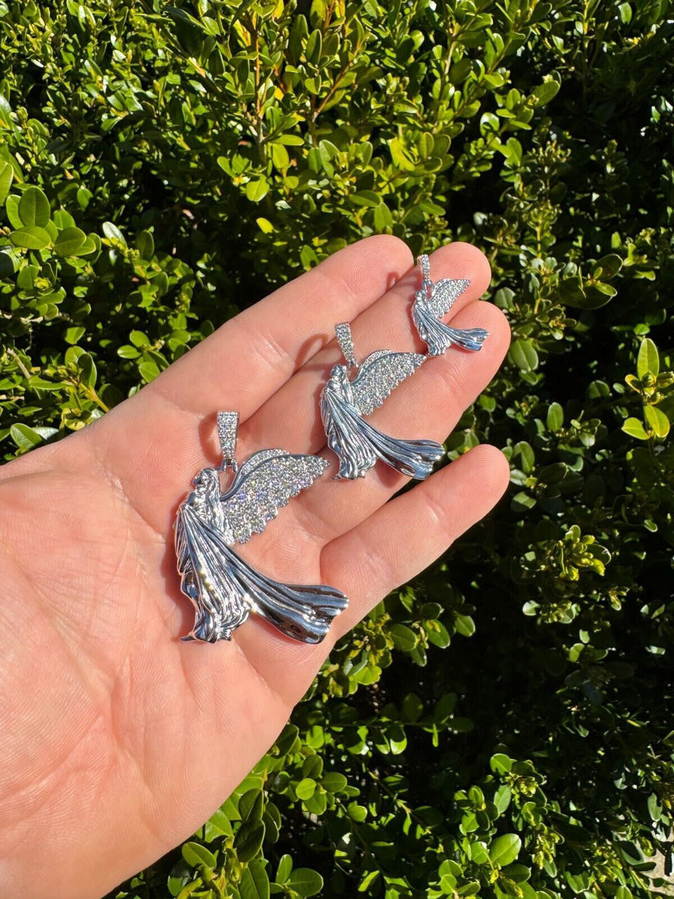 Moissanite Guardian Angel Wing Pendant | 925 Silver