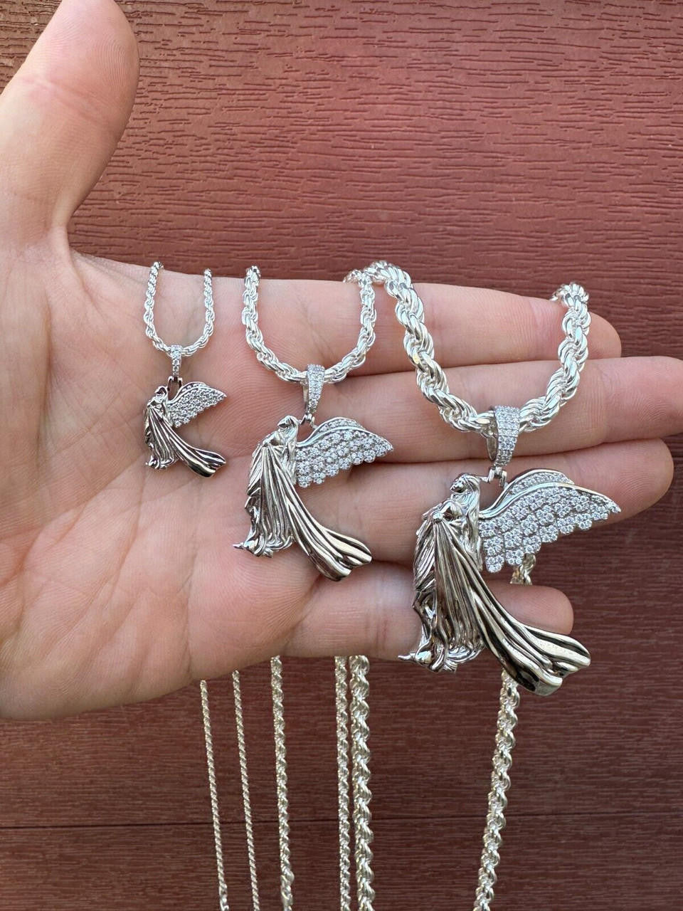 Moissanite Guardian Angel Wing Pendant | 925 Silver