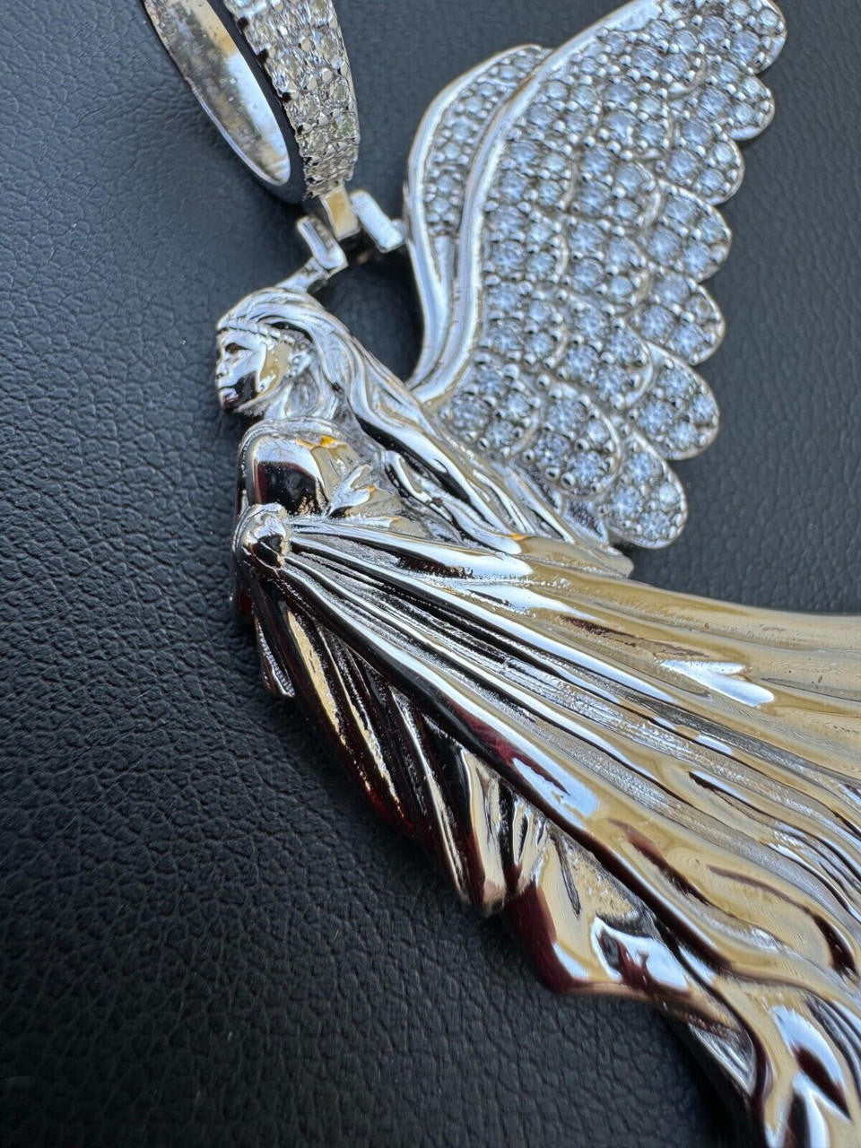 Moissanite Guardian Angel Wing Pendant | 925 Silver