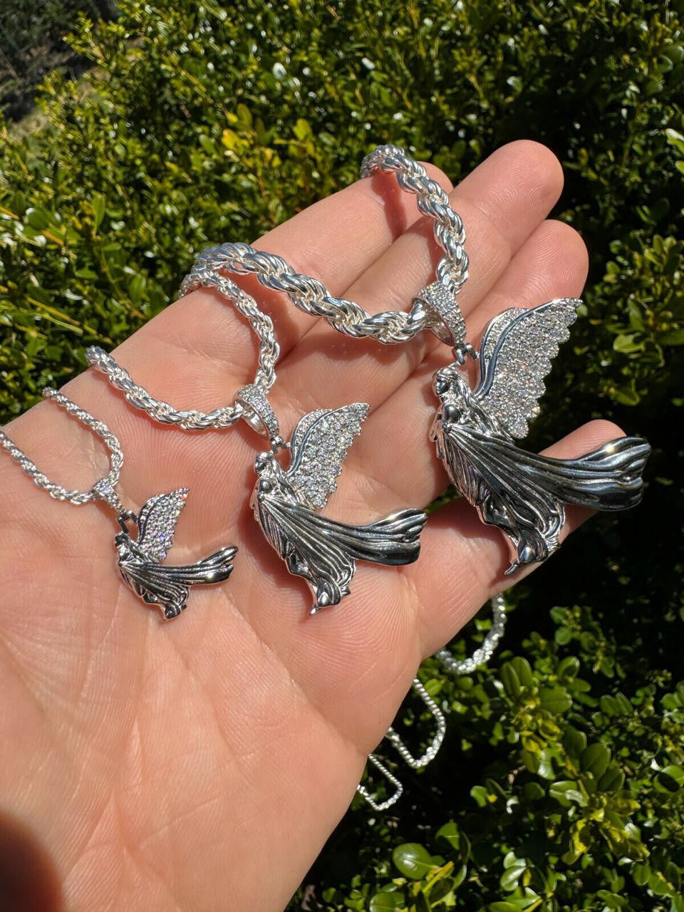 Moissanite Guardian Angel Wing Pendant | 925 Silver