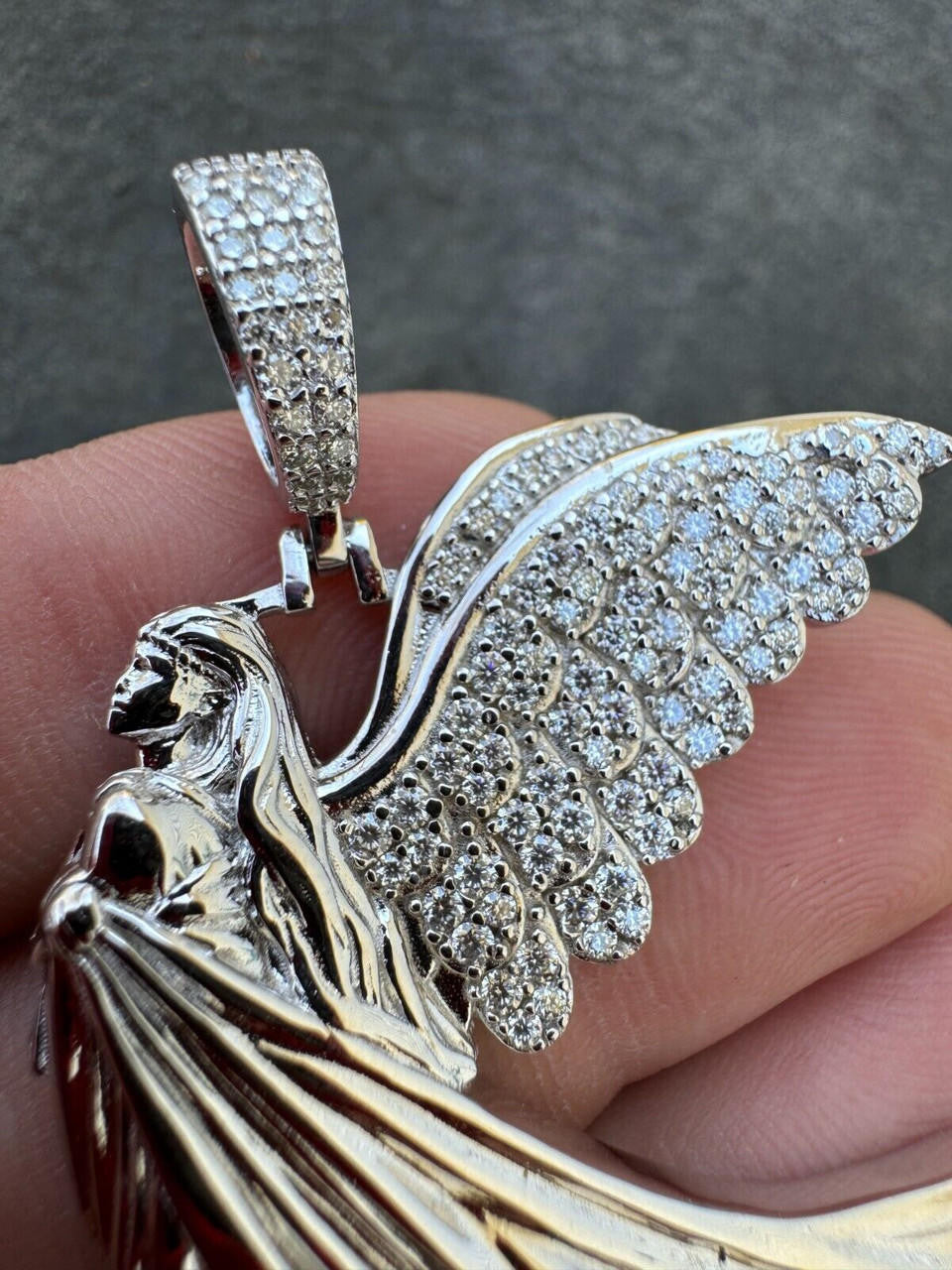 Moissanite Guardian Angel Wing Pendant | 925 Silver
