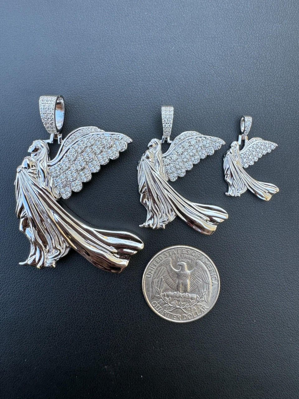 Moissanite Guardian Angel Wing Pendant | 925 Silver
