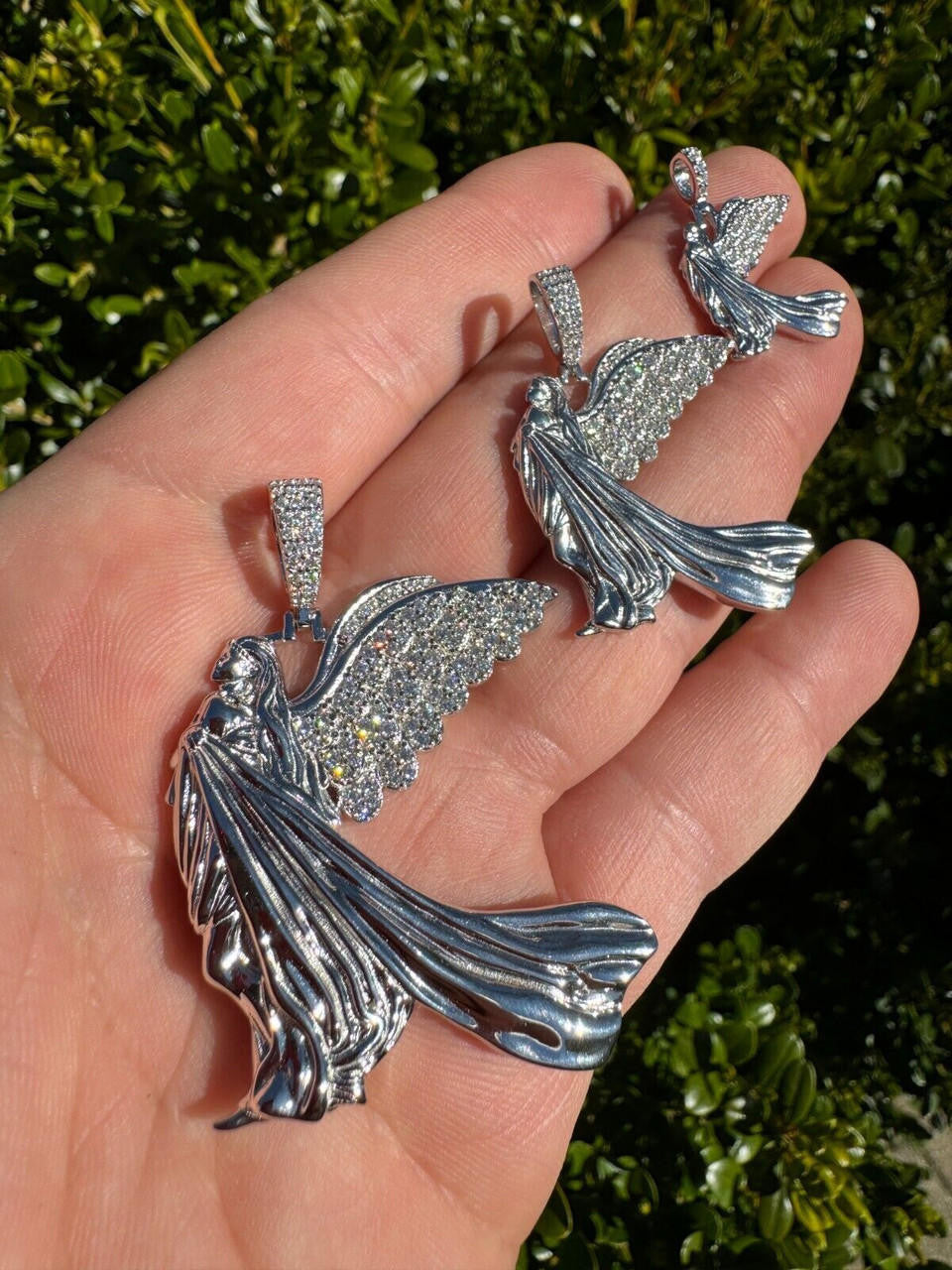 Moissanite Guardian Angel Wing Pendant | 925 Silver