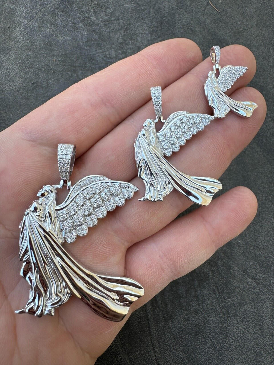 Moissanite Guardian Angel Wing Pendant | 925 Silver
