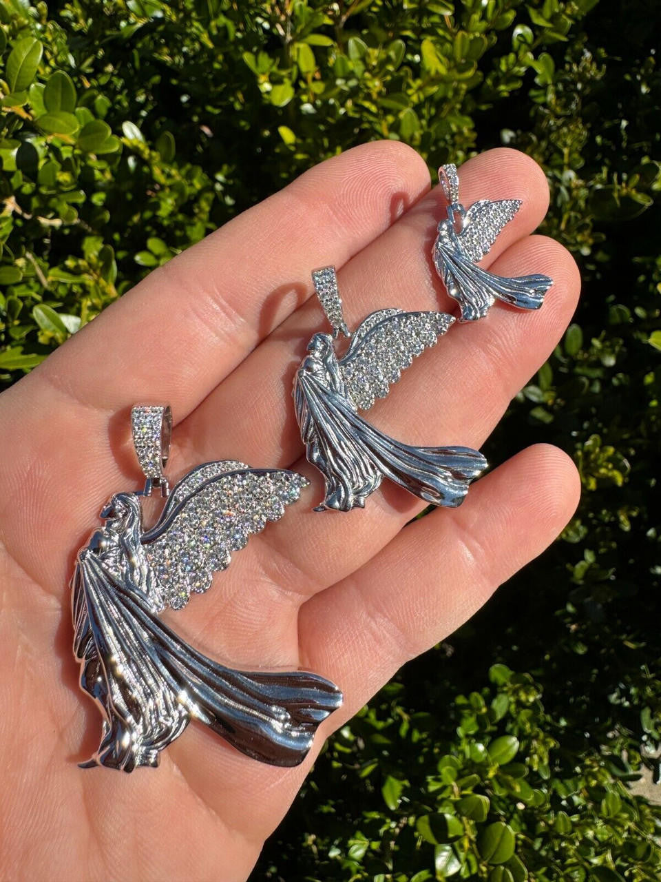 Moissanite Guardian Angel Wing Pendant | 925 Silver