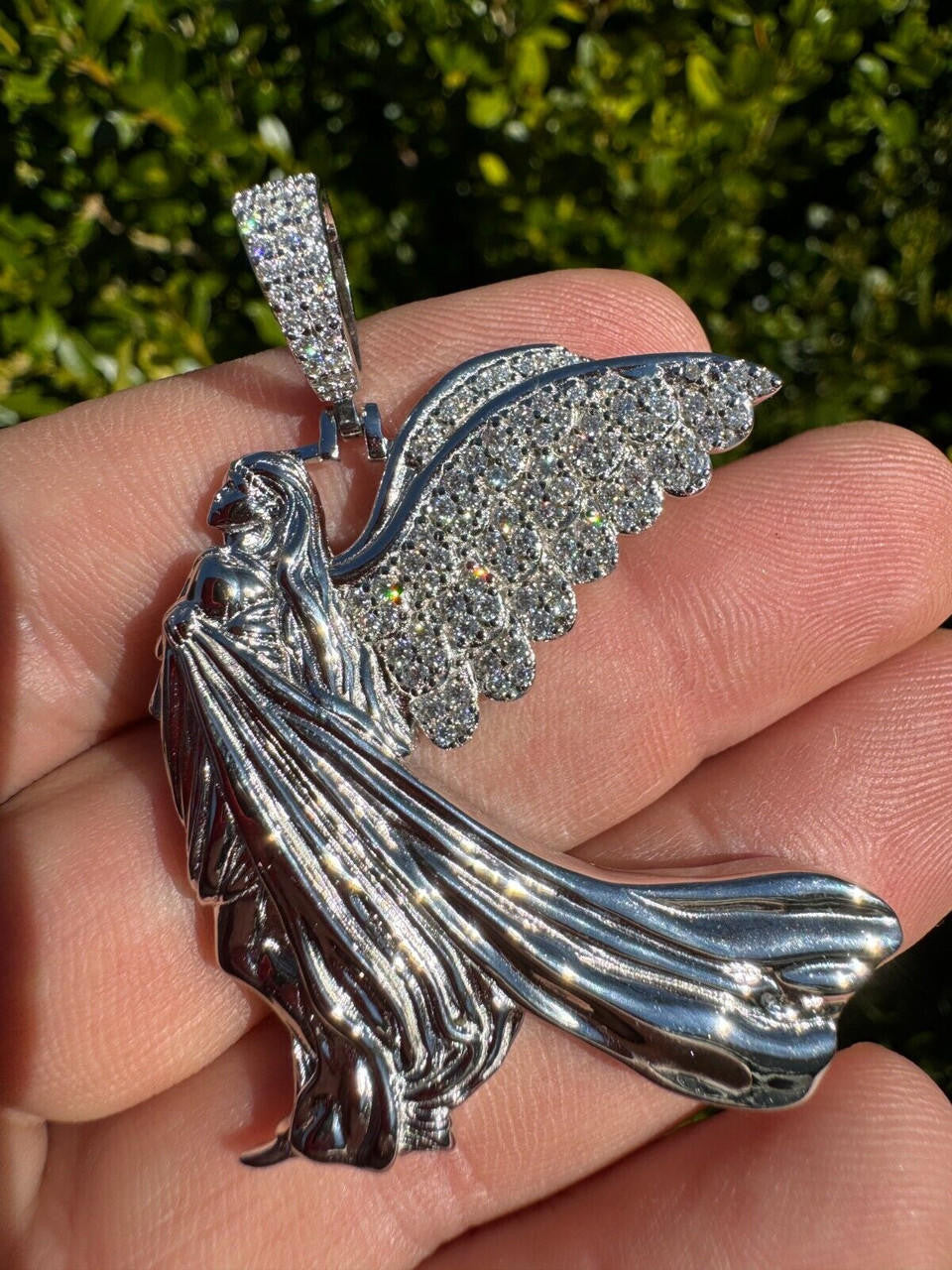 Moissanite Guardian Angel Wing Pendant | 925 Silver