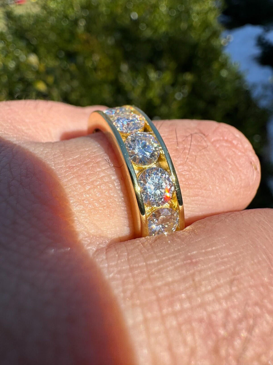 Moissanite Half Eternity Channel Set Wedding Band Ring | 14k Gold Vermeil 925 Silver