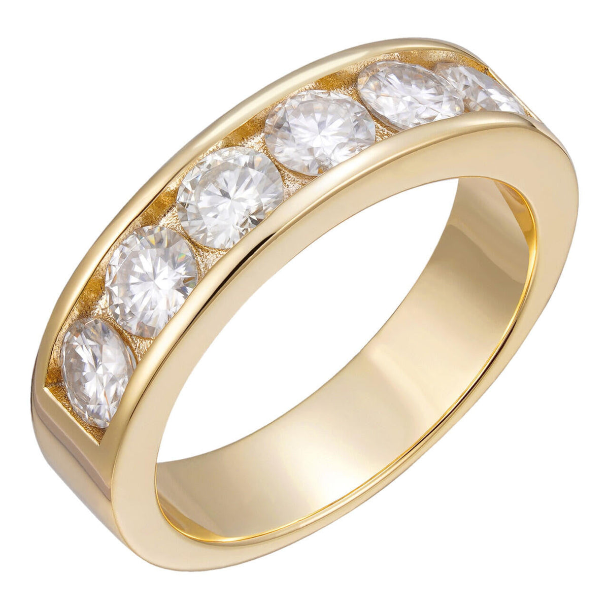 Moissanite Half Eternity Channel Set Wedding Band Ring | 14k Gold Vermeil 925 Silver