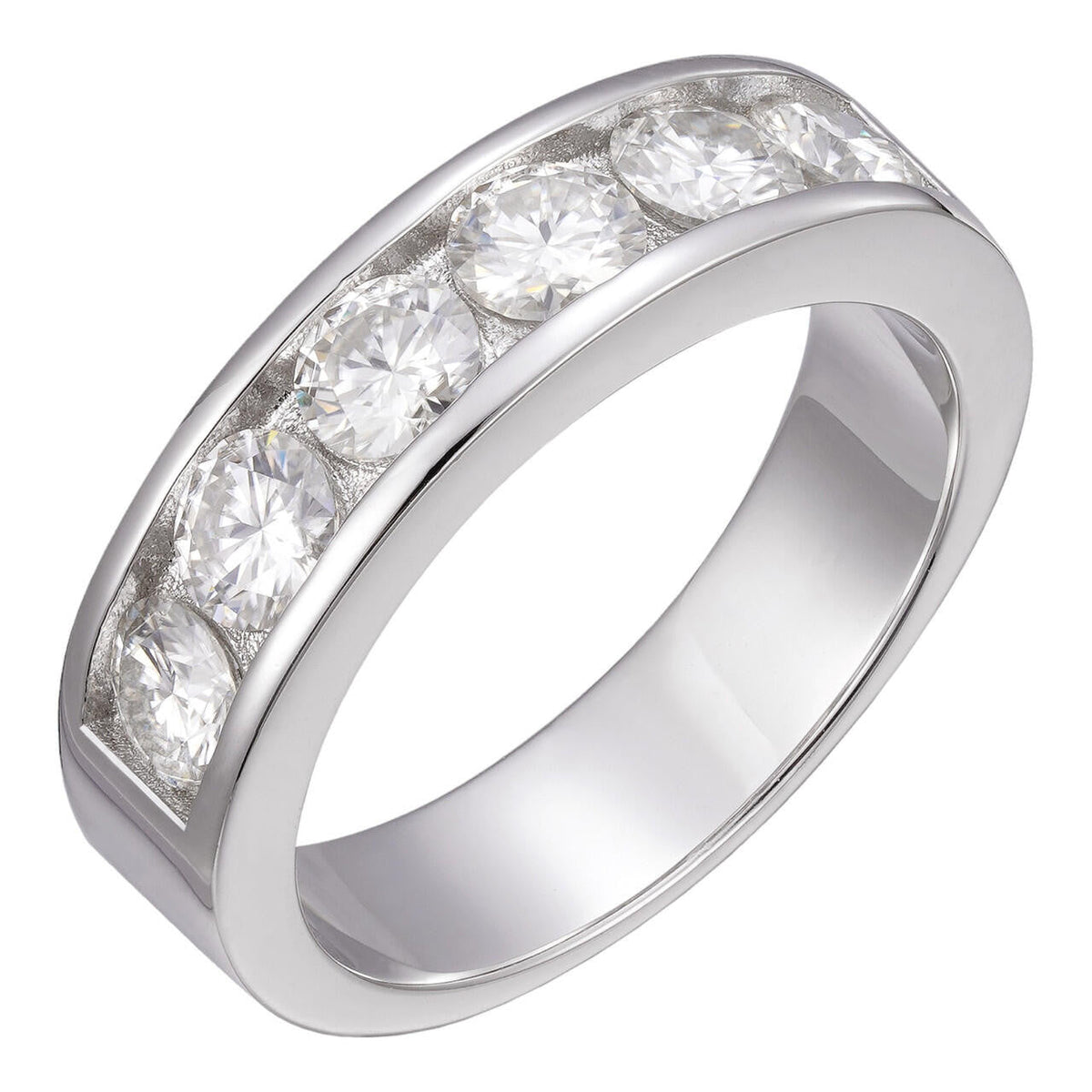 Moissanite Half Eternity Channel Set Wedding Band Ring | 925 Silver