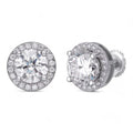 Moissanite Iced Out Halo Set Stud Earrings | 925 Silver