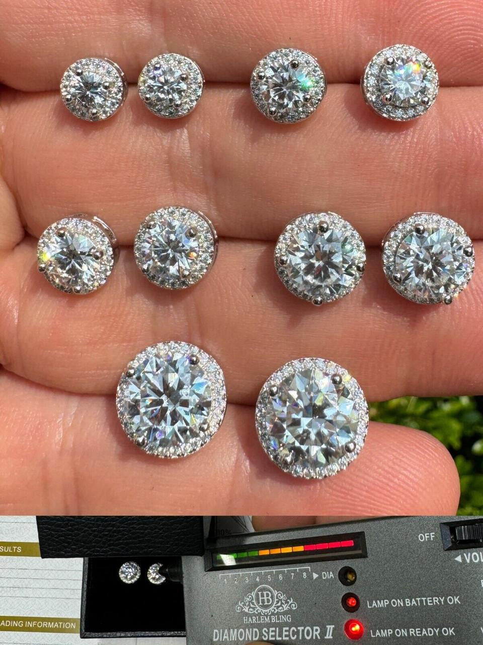 Moissanite Iced Out Halo Set Stud Earrings | 925 Silver