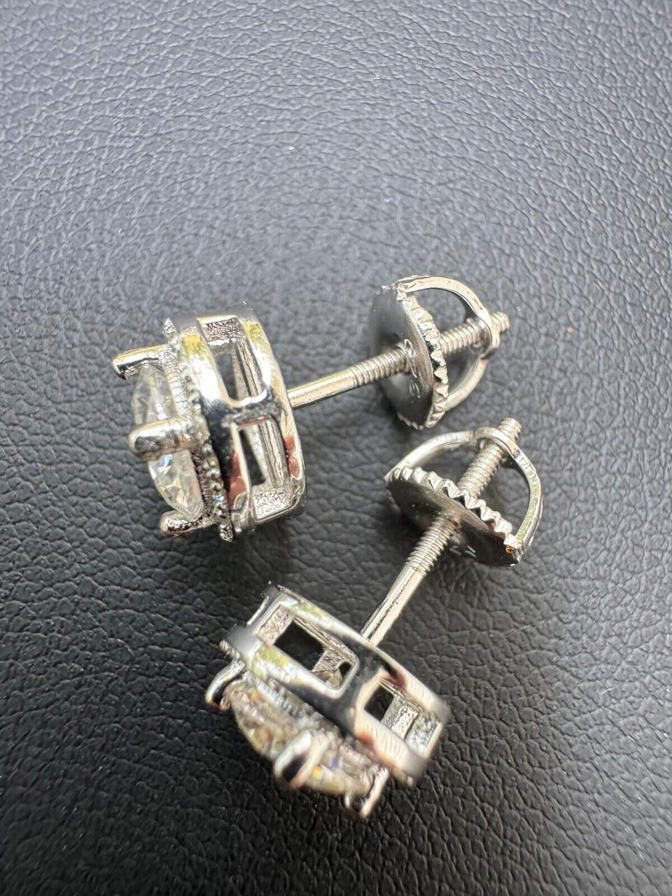 Moissanite Iced Out Halo Set Stud Earrings | 925 Silver